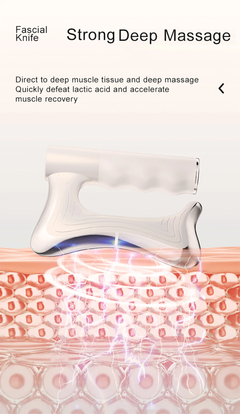 Product image with text about strong deep massage and muscle recovery.