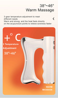 White massage device with temperature adjustment on an orange background