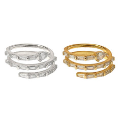 S925 Silver Adjustable Bamboo Spiral Wave Ring for Women