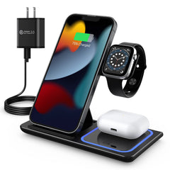 Wireless Charging Station 3 in 1 Foldable Wireless Charger Stand Wireless Charging Stand for iPhone 13/12/12 Pro/12 Pro Max/11/XS Max/XS/XR/X/8P Airpods 2/pro Apple Watch