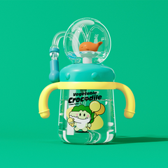Children's Silicone Straw Cup with Handles – Leakproof Kindergarten Water Bottle