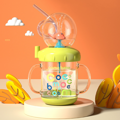 Children's Silicone Straw Cup with Handles – Leakproof Kindergarten Water Bottle