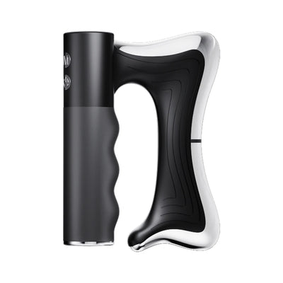 Black and silver wine bottle opener on a white background