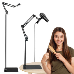 INNOLIFE Hands Free Hair Dryer Stand - Adjustable Height 360° Rotating with Heavy Base for Hands-Free Drying