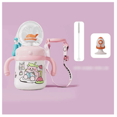 Children's Silicone Straw Cup with Handles – Leakproof Kindergarten Water Bottle