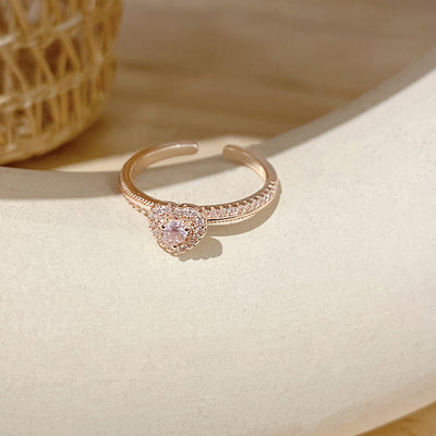 Elegant Pink Love Adjustable Zircon Ring Bracelet
